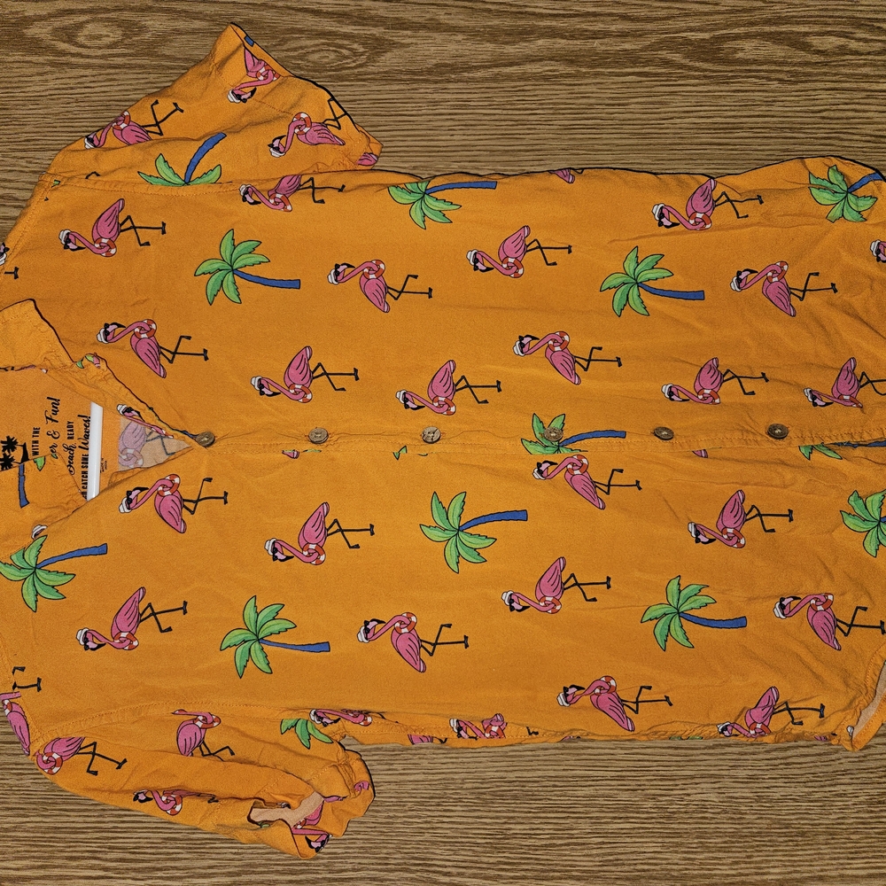 Vacay Spirit Orange Flamingo and Palm Tree Shirt